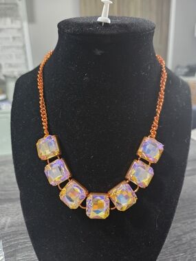 #155 paparazzi Iridescent Cube Necklace in Orange-Gold